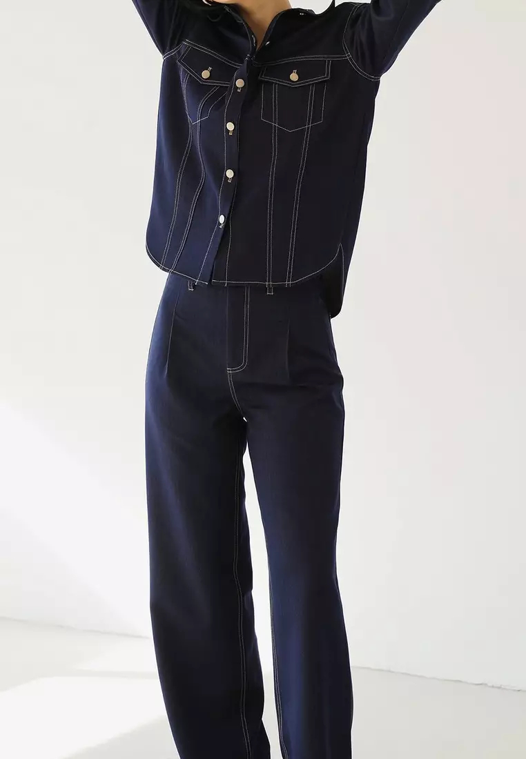 2024 new style minimalist retro denim suit K092507