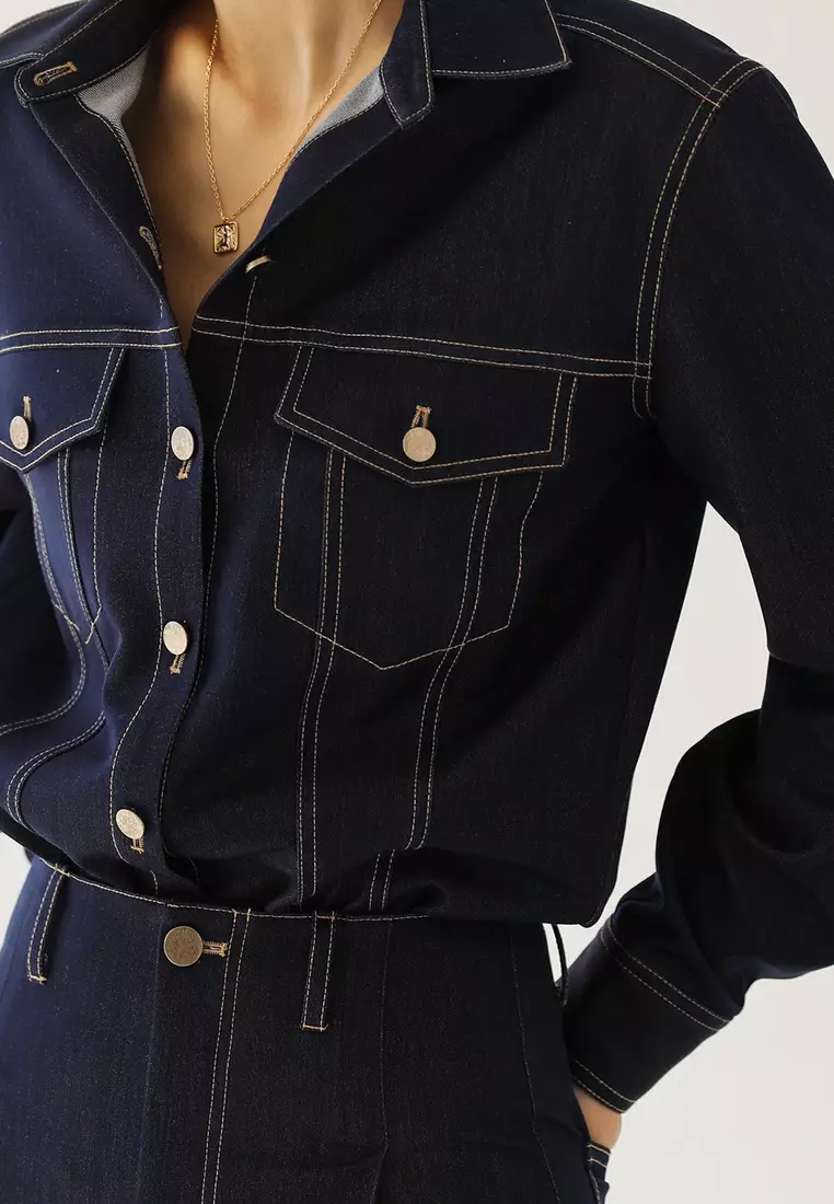 2024 new style minimalist retro denim suit K092507