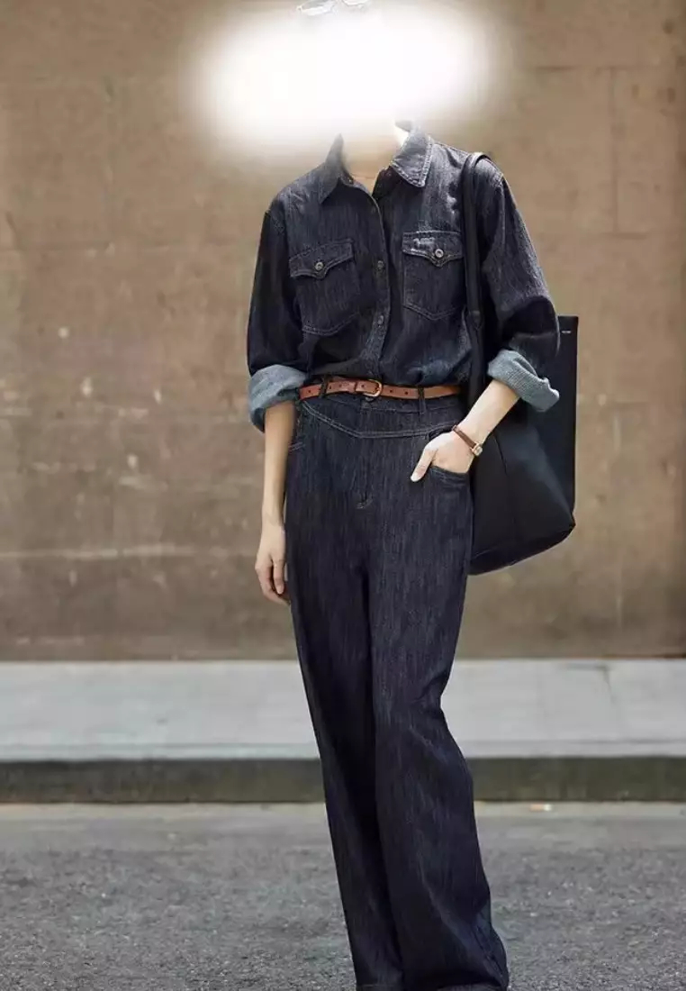 2024 new style minimalist retro denim suit K092507