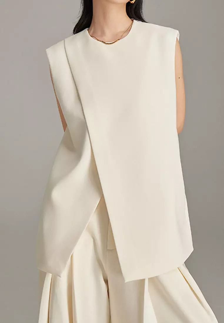  new style three-dimensional cutting irregular suit vest suit K071004-sunnydaysweety