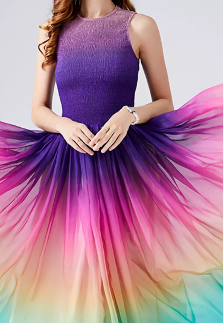 2024 new sweet gradient stretch vest dress K071705