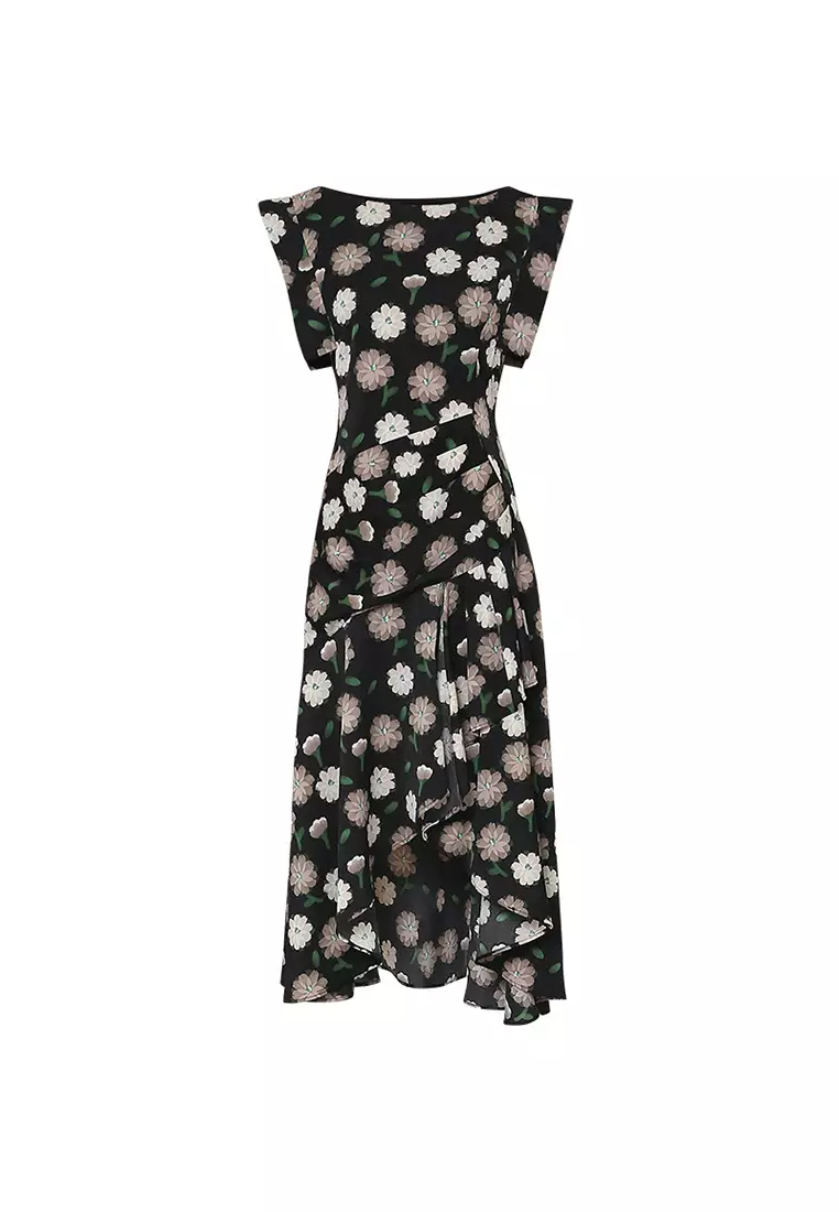 2024 new temperament black printed dress CA24090342MT