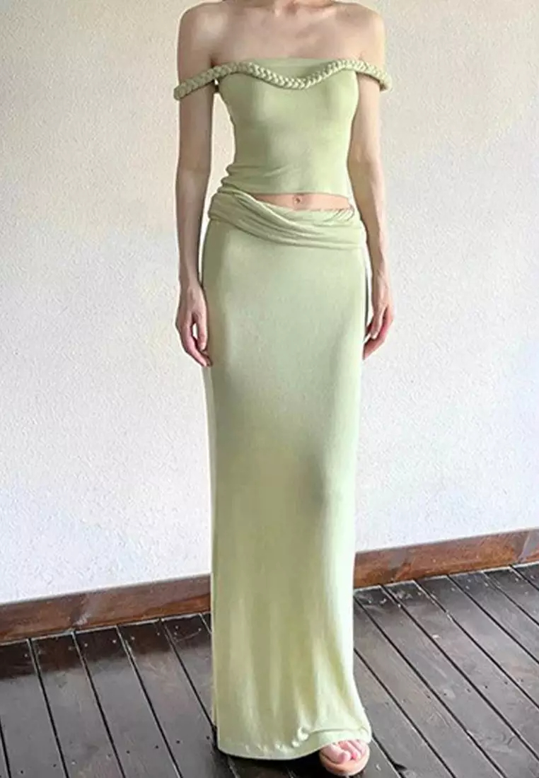 2024 temperament new green dress CA24041806GR