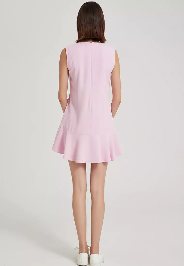 Temperament simple pure red matte satin one piece dress B22041208RD