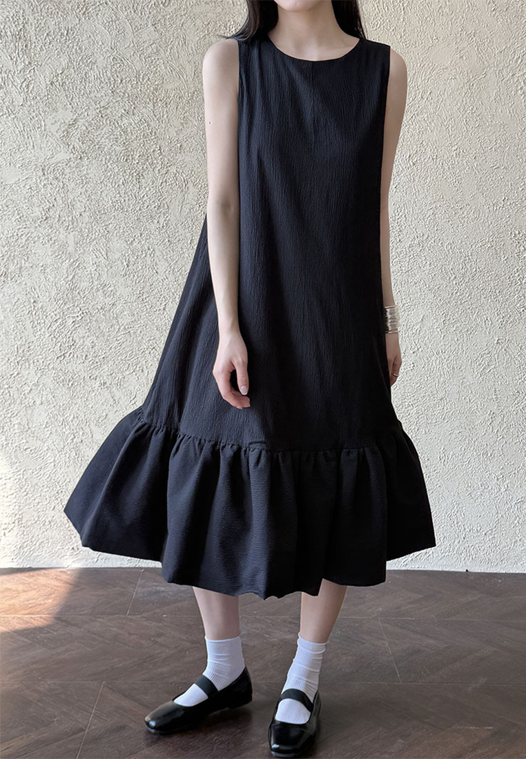 New French style ruffle sleeveless vest dress CA25032721BK