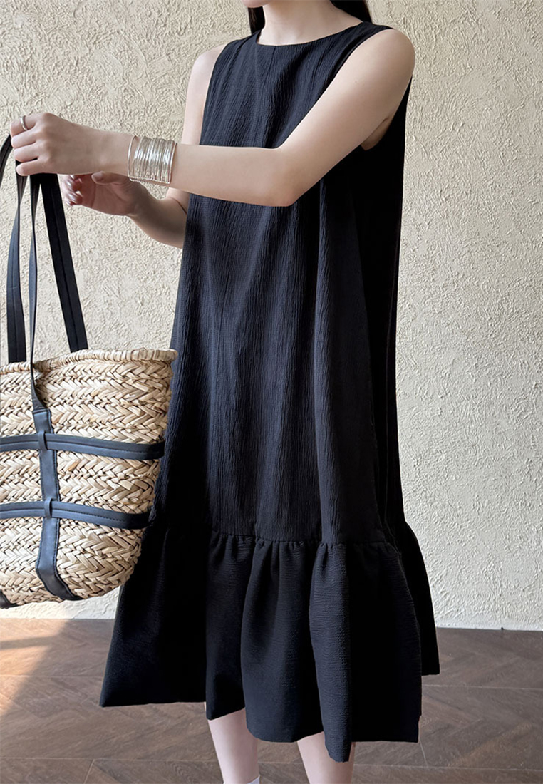 New French style ruffle sleeveless vest dress CA25032721BK