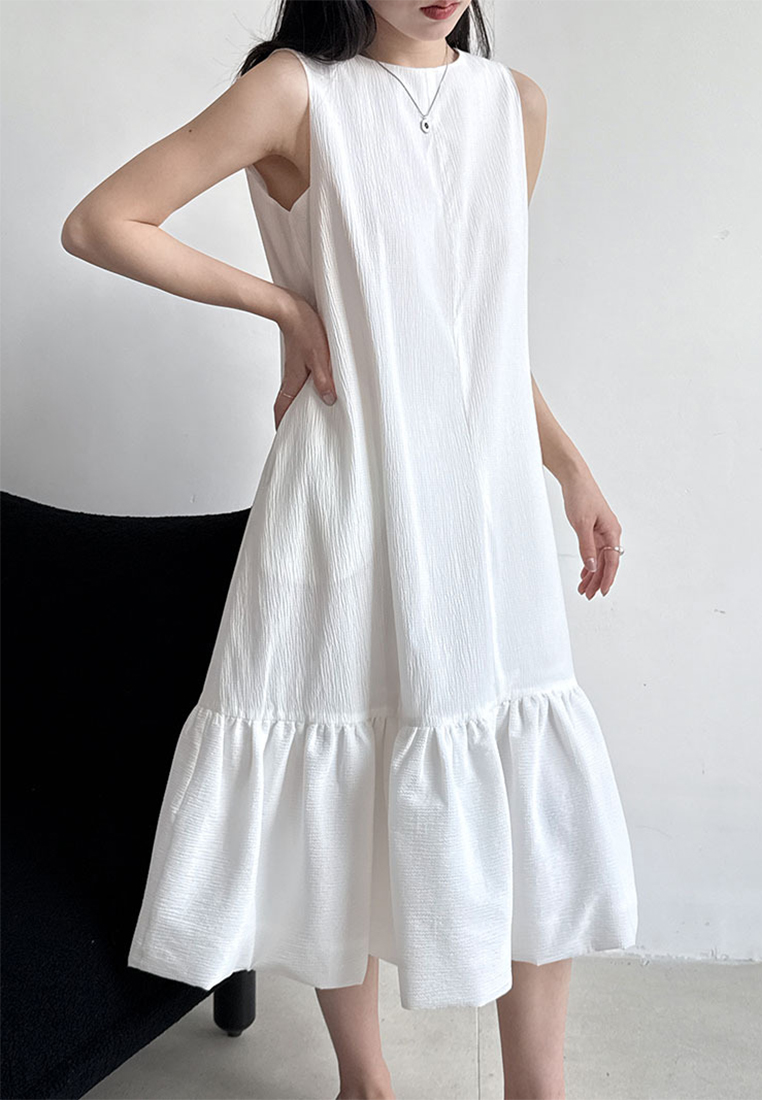New French style ruffle sleeveless vest dress CA25032721BK