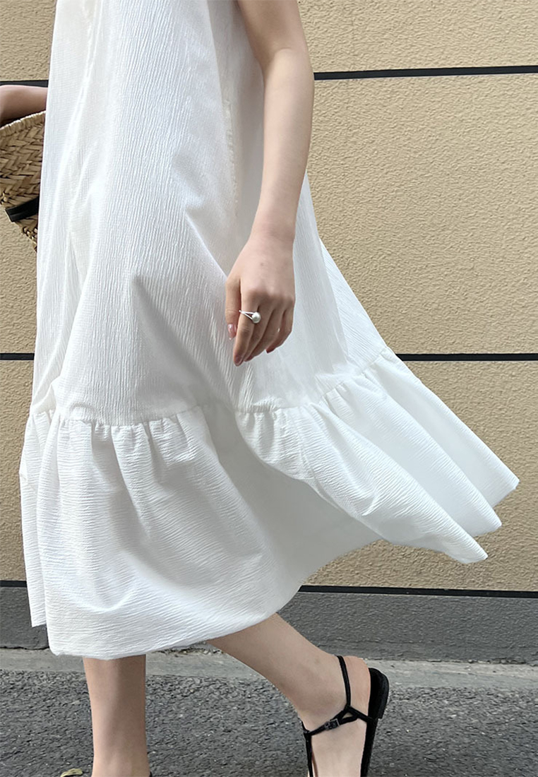 New French style ruffle sleeveless vest dress CA25032721BK