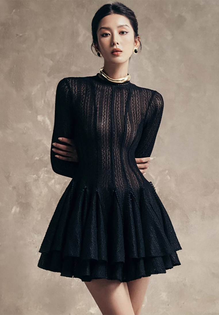 New Lace Embroidered Slim Fit Breathable Princess Dress CA25092521BK