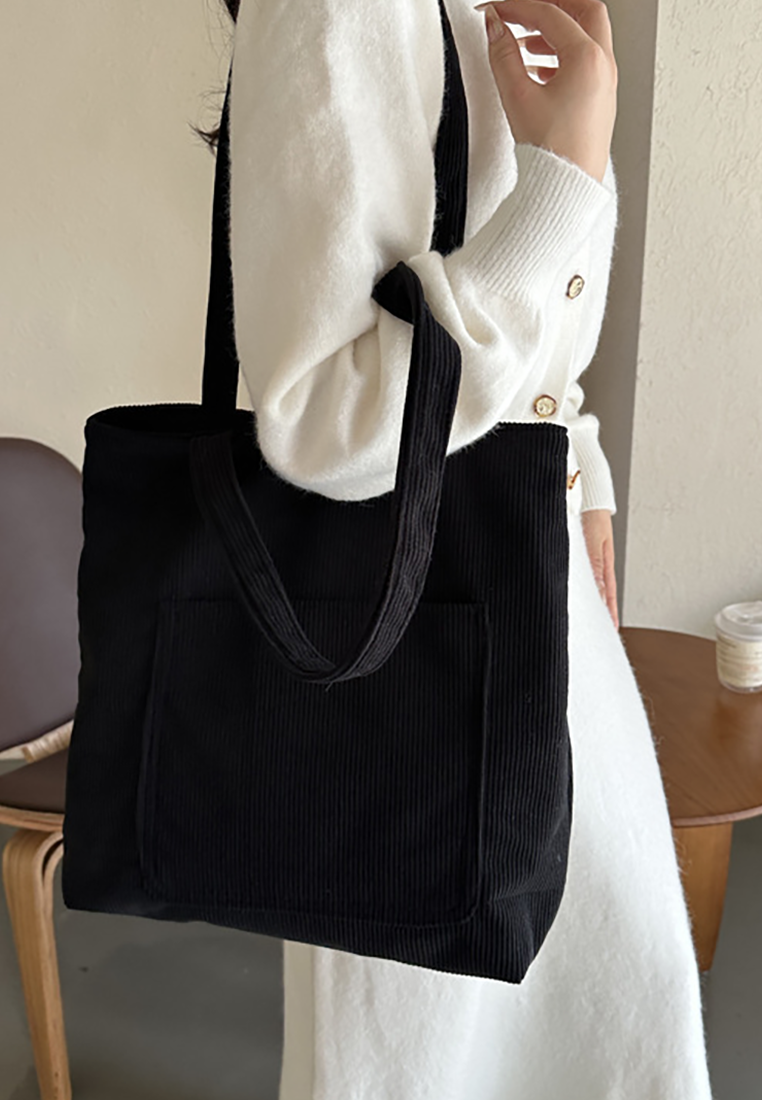 New Autumn Winter Fashion Solid-Color Korean-Style Large-Capacity Tote Bag CA25110721BK