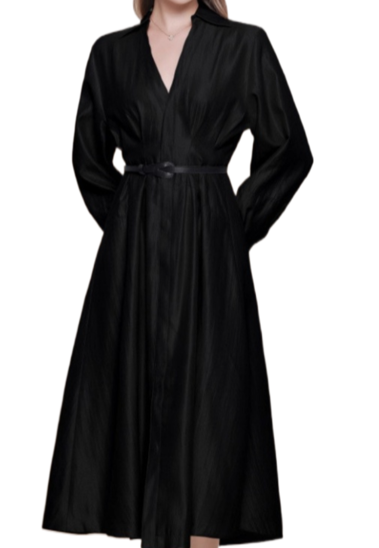 Luxury Brocade V-neck Long-sleeved Dress CA25110321W