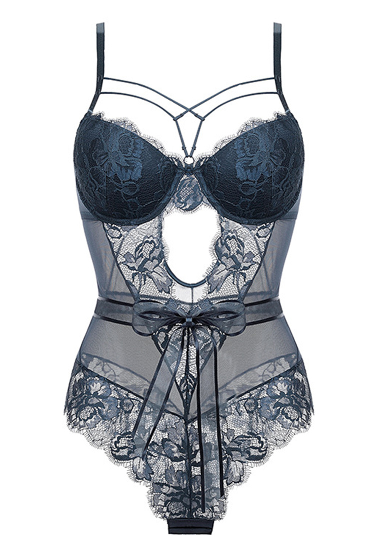 French sexy ultra-thin lace soft steel ring shell cup corset push-up one-piece hollow bra underwear CA23050421W-sunnydaysweety