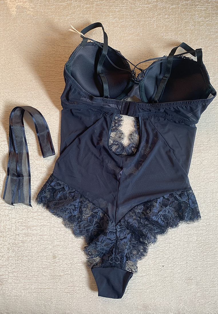 French sexy ultra-thin lace soft steel ring shell cup corset push-up one-piece hollow bra underwear CA23050421W-sunnydaysweety