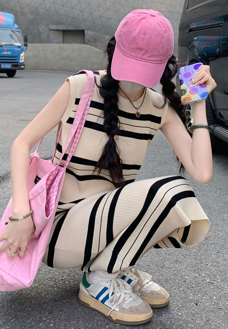 Summer new Korean style striped sleeveless long dress CA24050621BE