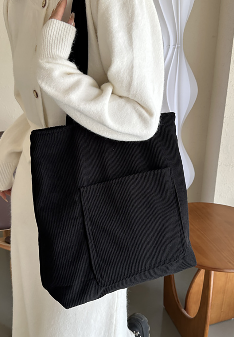 New Autumn Winter Fashion Solid-Color Korean-Style Large-Capacity Tote Bag CA25110721BK