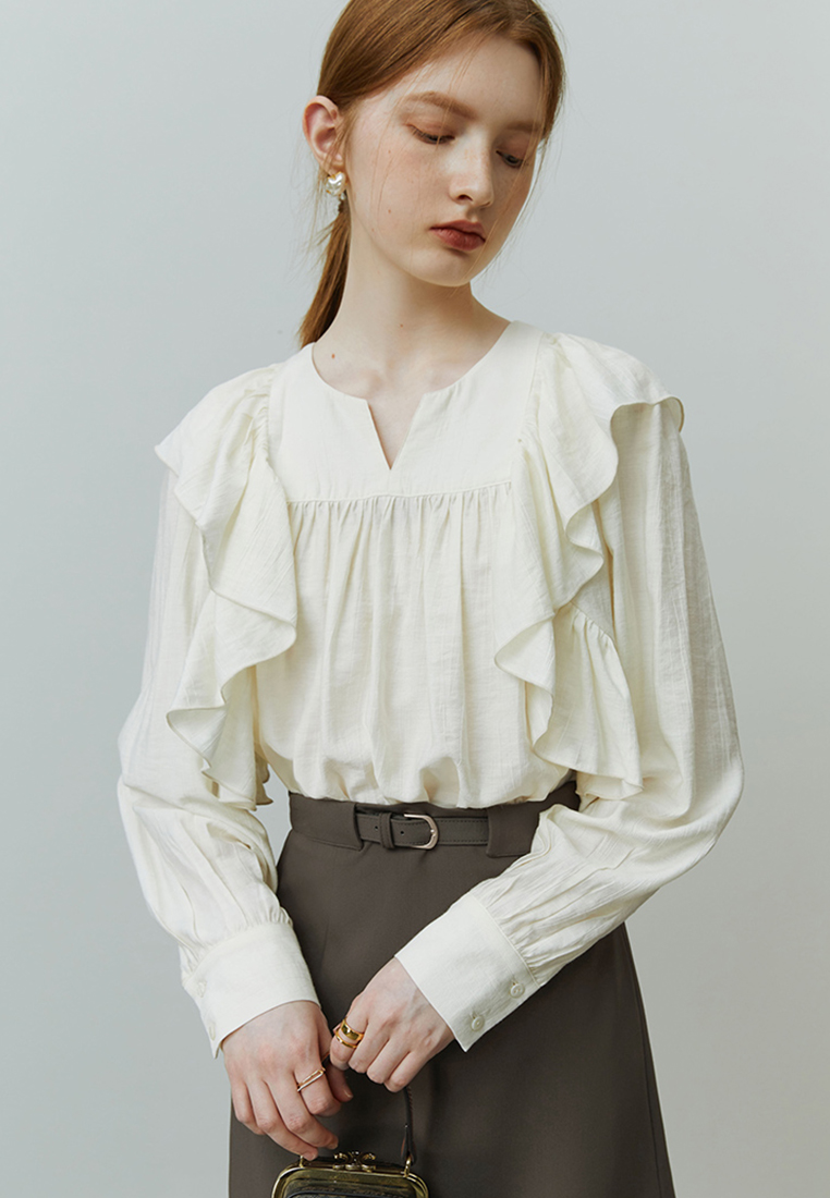 Fashionable French gentle shirt long top CA120421W