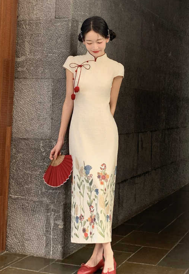 New Retro Luxury slim-fit elegant cheongsam dress CA25121521BK