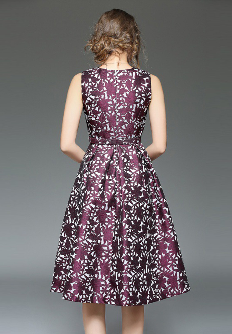 Temperament sleeveless jacquard dress A021921