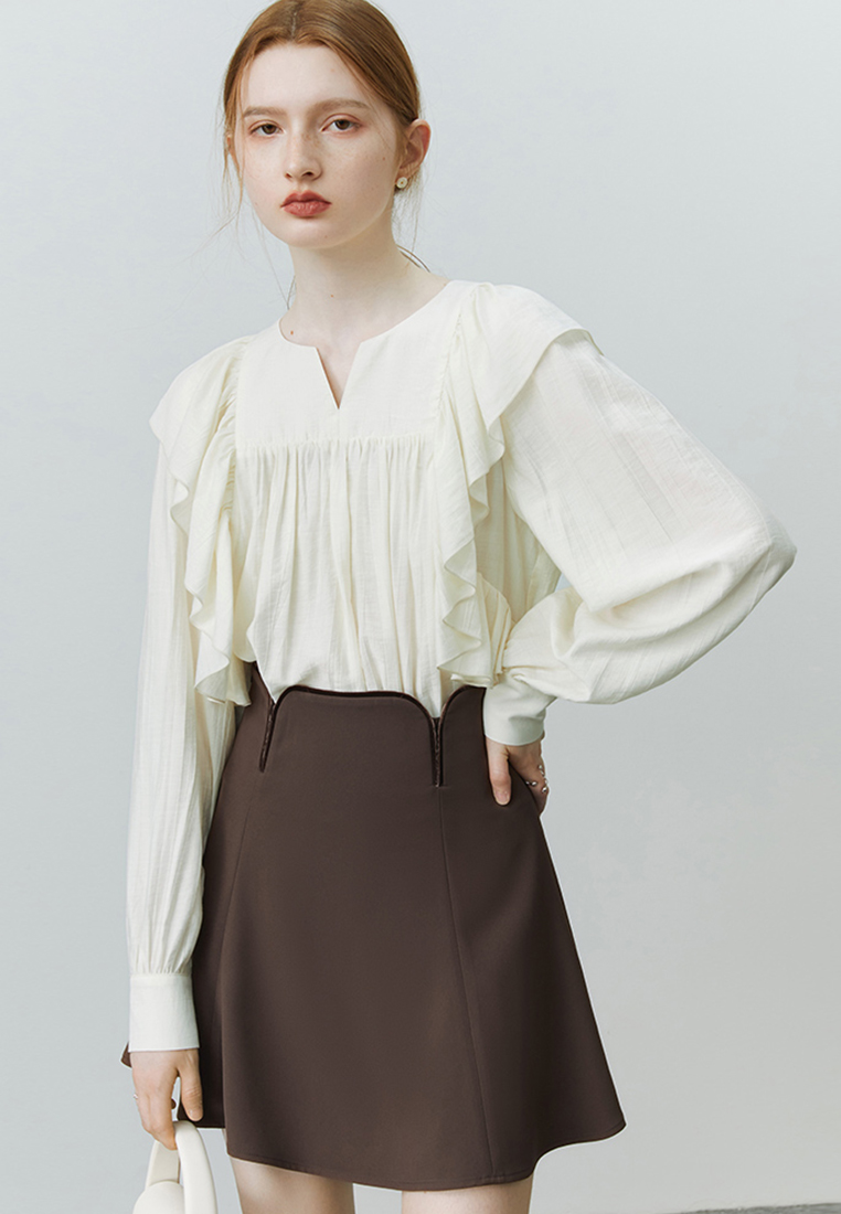 Fashionable French gentle shirt long top CA120421W