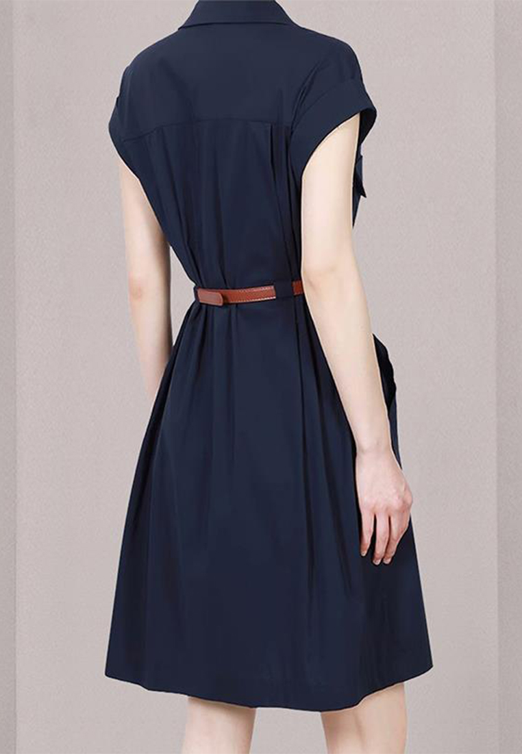 New simple commuting temperament shirt belt dress A110621