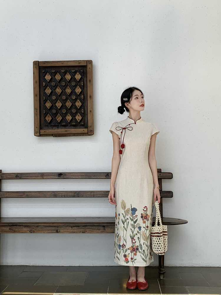 New Retro Luxury slim-fit elegant cheongsam dress CA25121521BK