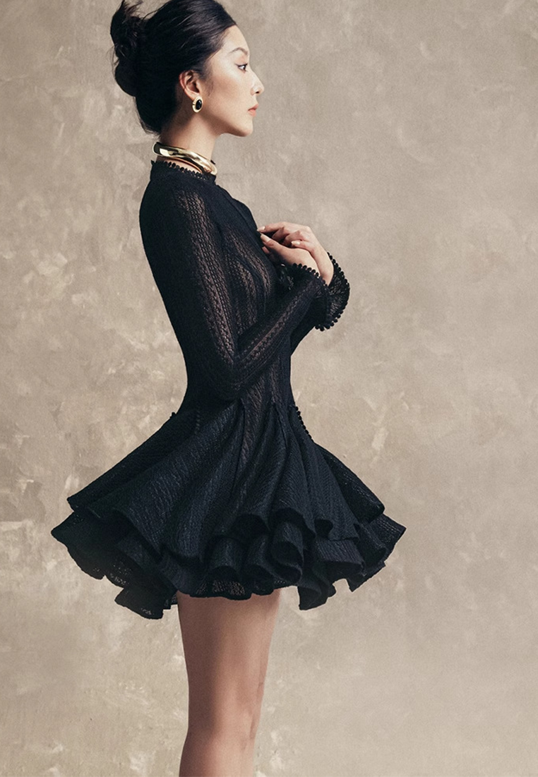 New Lace Embroidered Slim Fit Breathable Princess Dress CA25092521BK