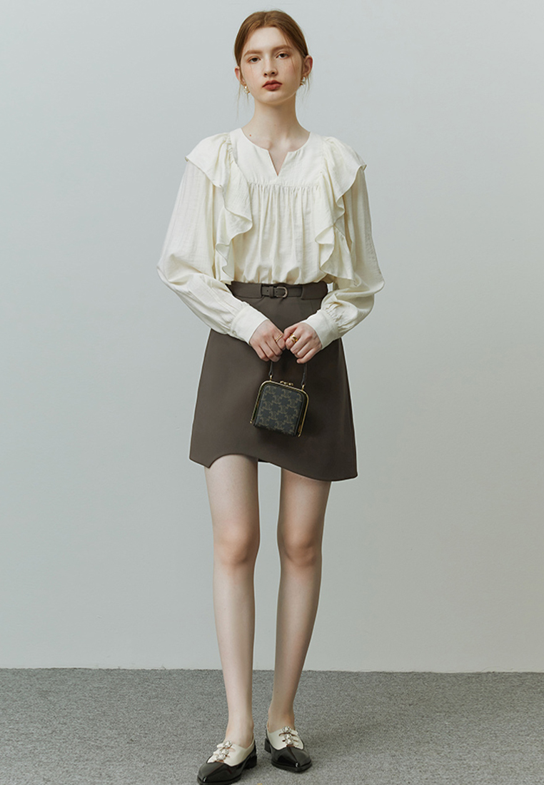 Fashionable French gentle shirt long top CA120421W