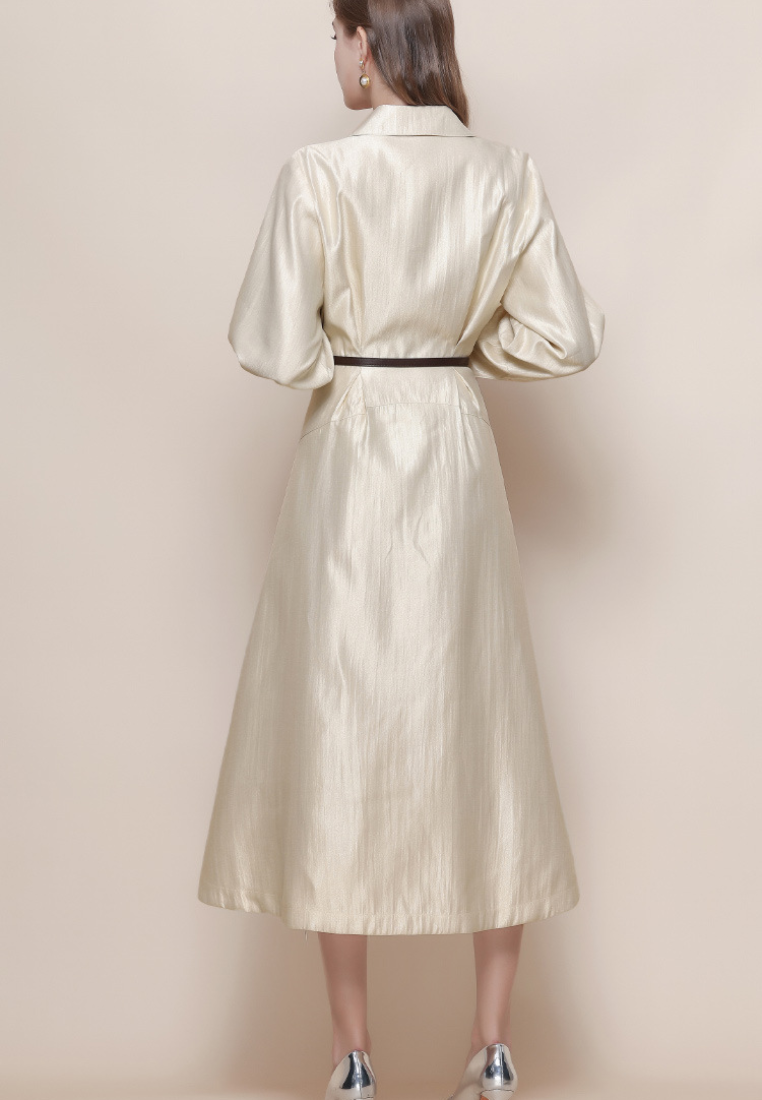 Luxury Brocade V-neck Long-sleeved Dress CA25110321W