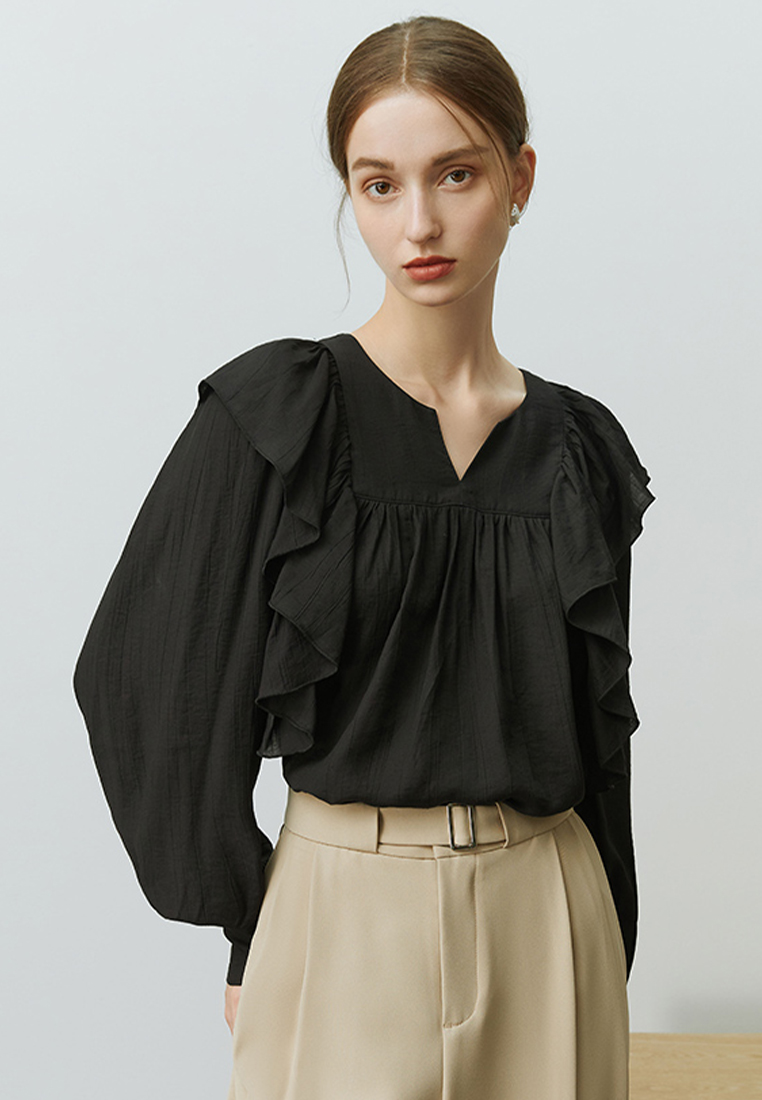 Fashionable French gentle shirt long top CA120421W