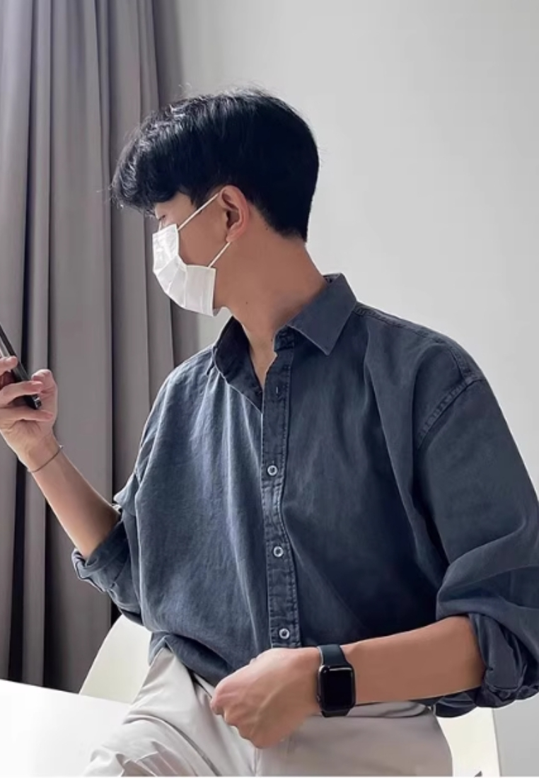 2024 Vintage washed casual shirt long sleeved shirt CA24090321GR