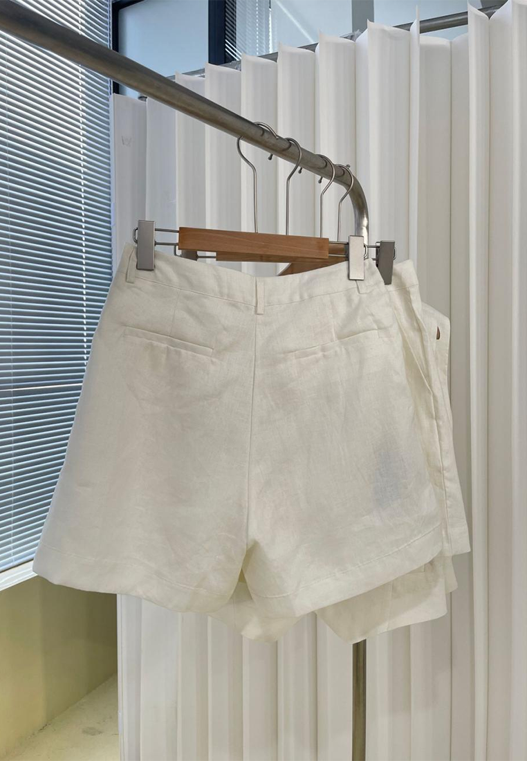 Summer retro sleeveless linen vest + shorts set CA25070921W