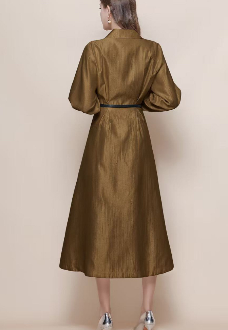 Luxury Brocade V-neck Long-sleeved Dress CA25110321W