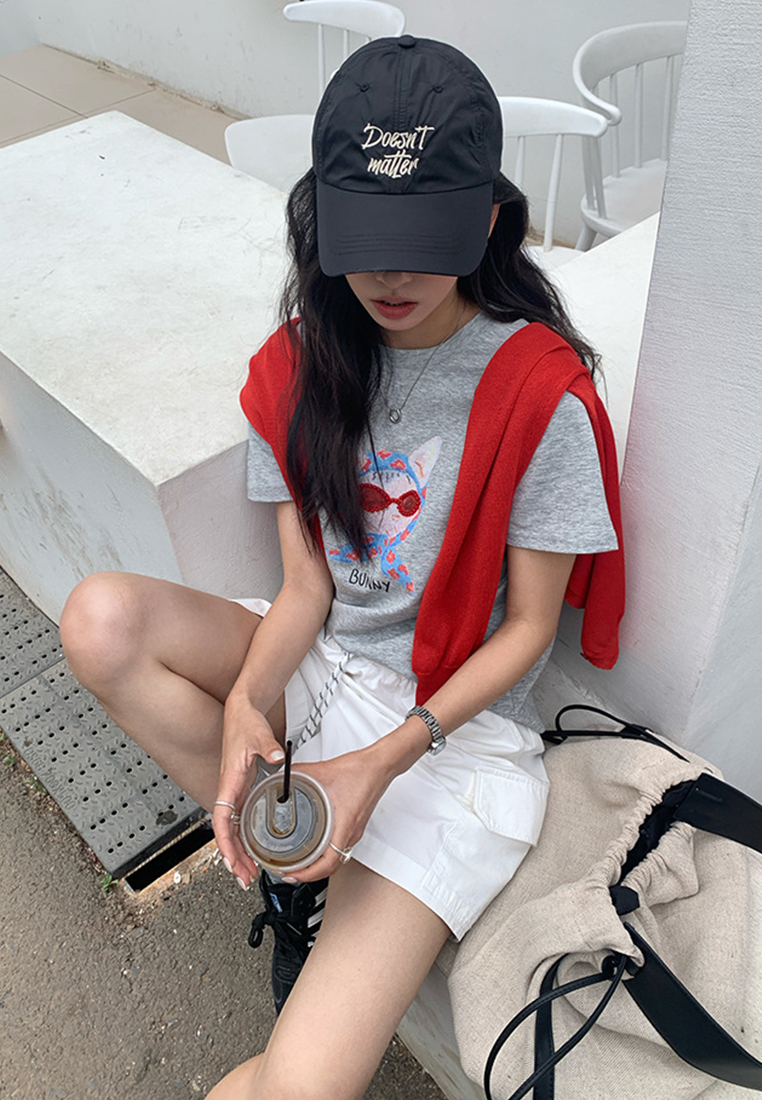 Summer printed round neck short sleeved T-shirt CA25042921YE