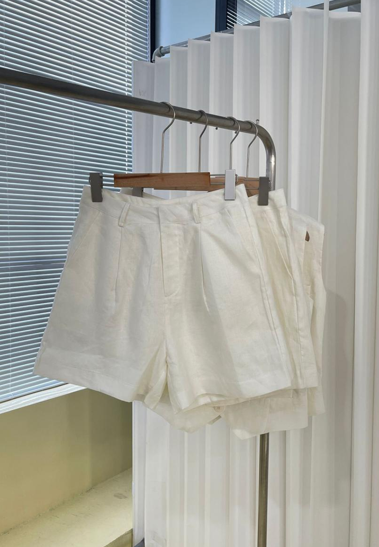 Summer retro sleeveless linen vest + shorts set CA25070921W