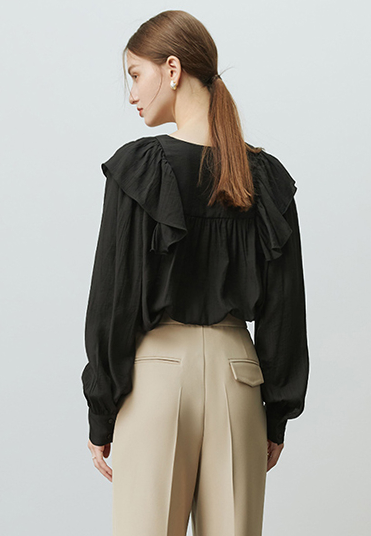 Fashionable French gentle shirt long top CA120421W