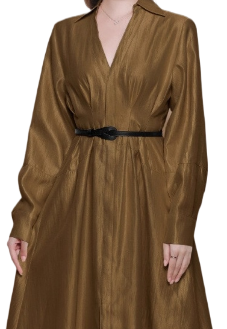 Luxury Brocade V-neck Long-sleeved Dress CA25110321W