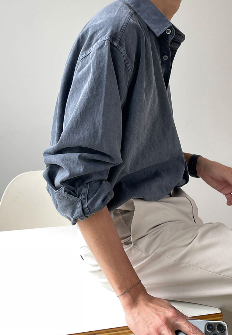 2024 Vintage washed casual shirt long sleeved shirt CA24090321GR