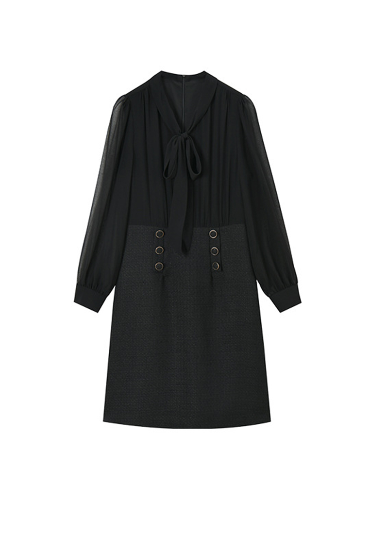 French elegant solid color button waist dress CA24091121PI