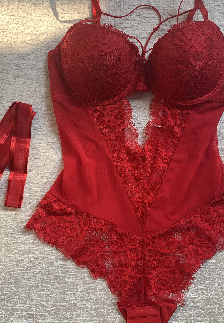 French sexy ultra-thin lace soft steel ring shell cup corset push-up one-piece hollow bra underwear CA23050421W-sunnydaysweety