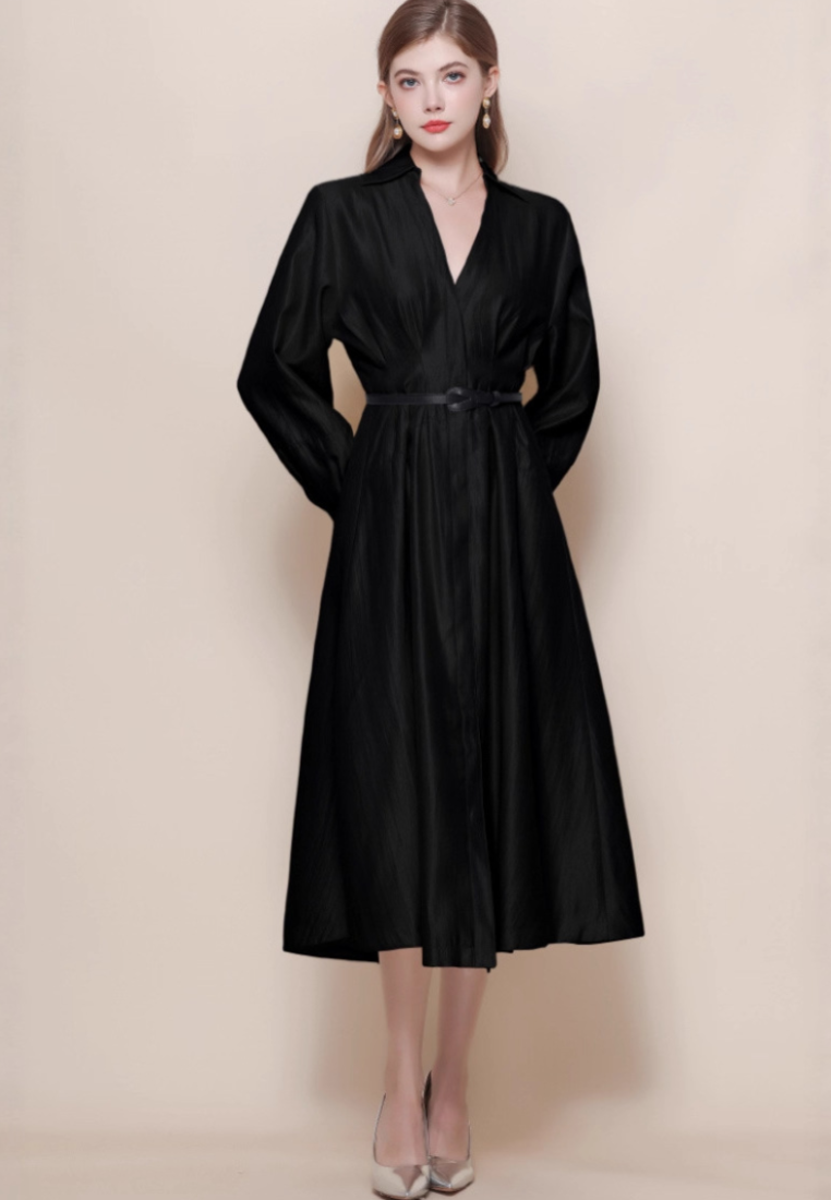 Luxury Brocade V-neck Long-sleeved Dress CA25110321W