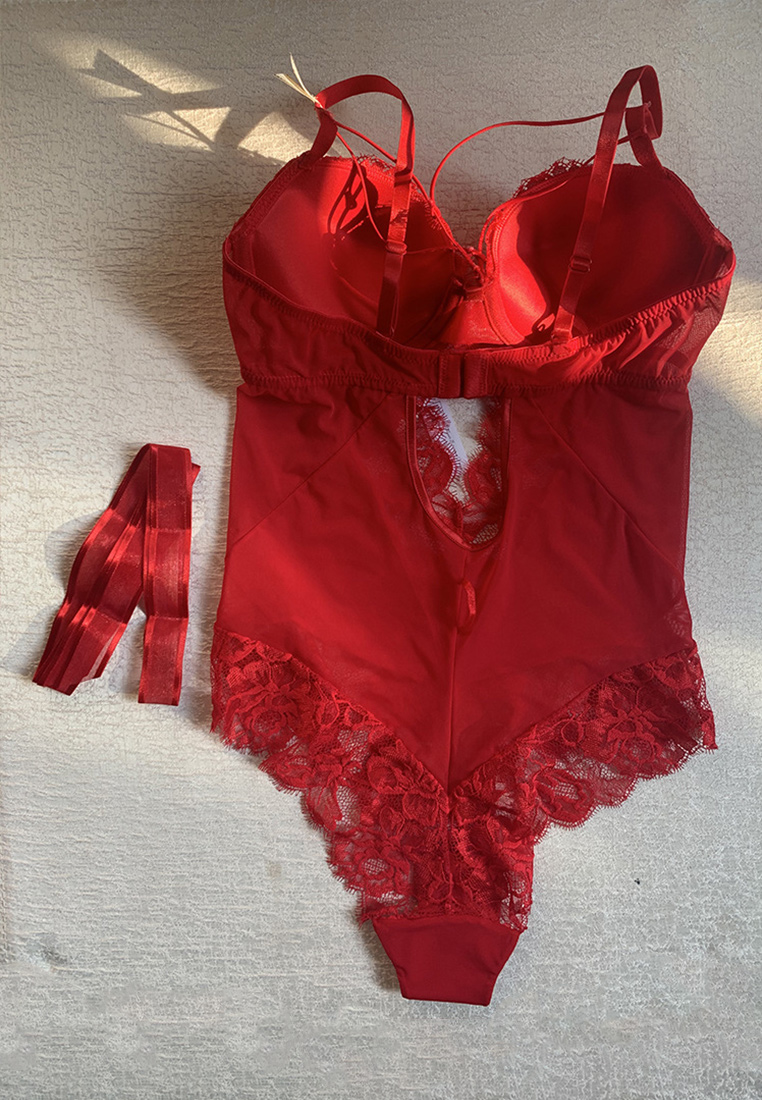 French sexy ultra-thin lace soft steel ring shell cup corset push-up one-piece hollow bra underwear CA23050421W-sunnydaysweety