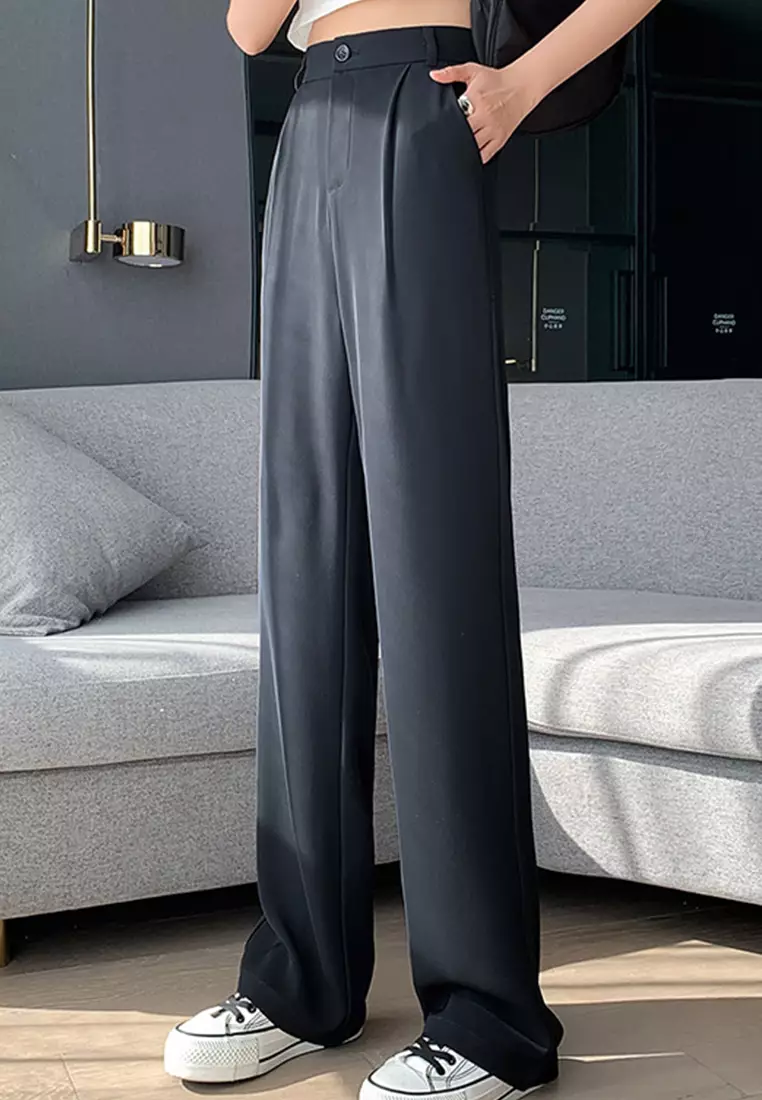 Casual Loose Wide-Leg Drape Suit Trousers Pants A22022525W