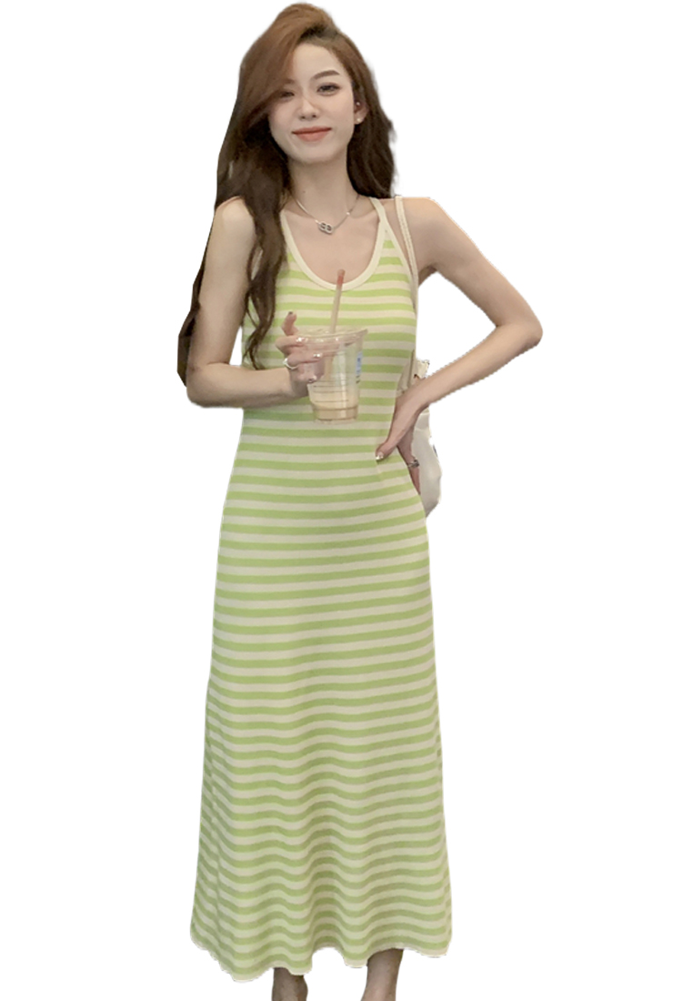 Summer knitted striped suspender dress CA24050622BK