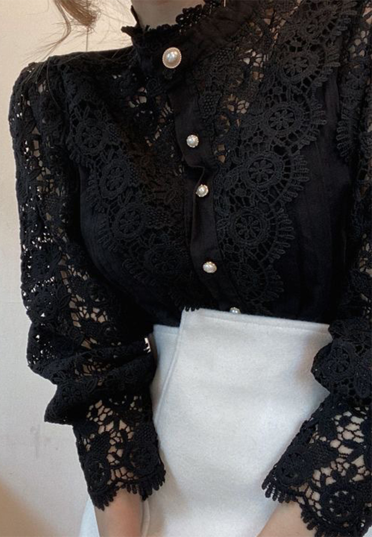 French style loose button lace shirt CA241128122W
