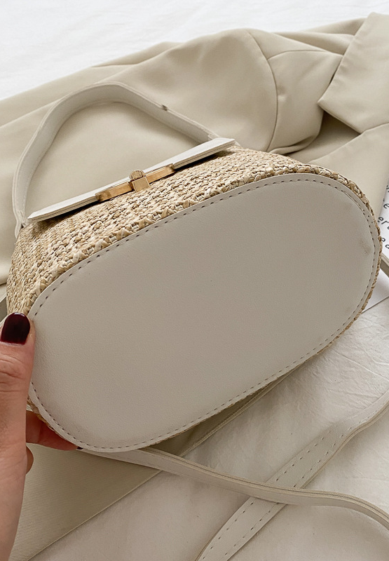 New style hand-held lock straw beach crossbody bag CA25042322BK