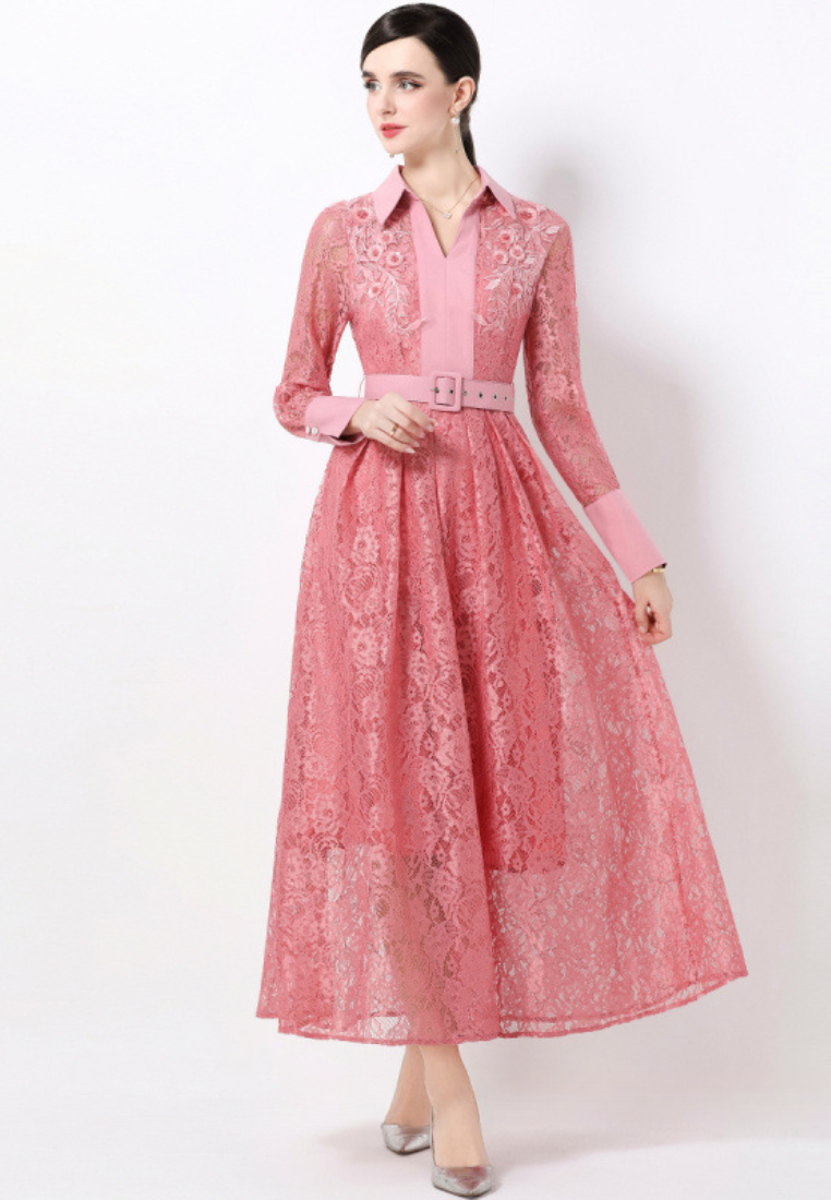 Lace elegant and stylish long-sleeved dress CA25110322PI