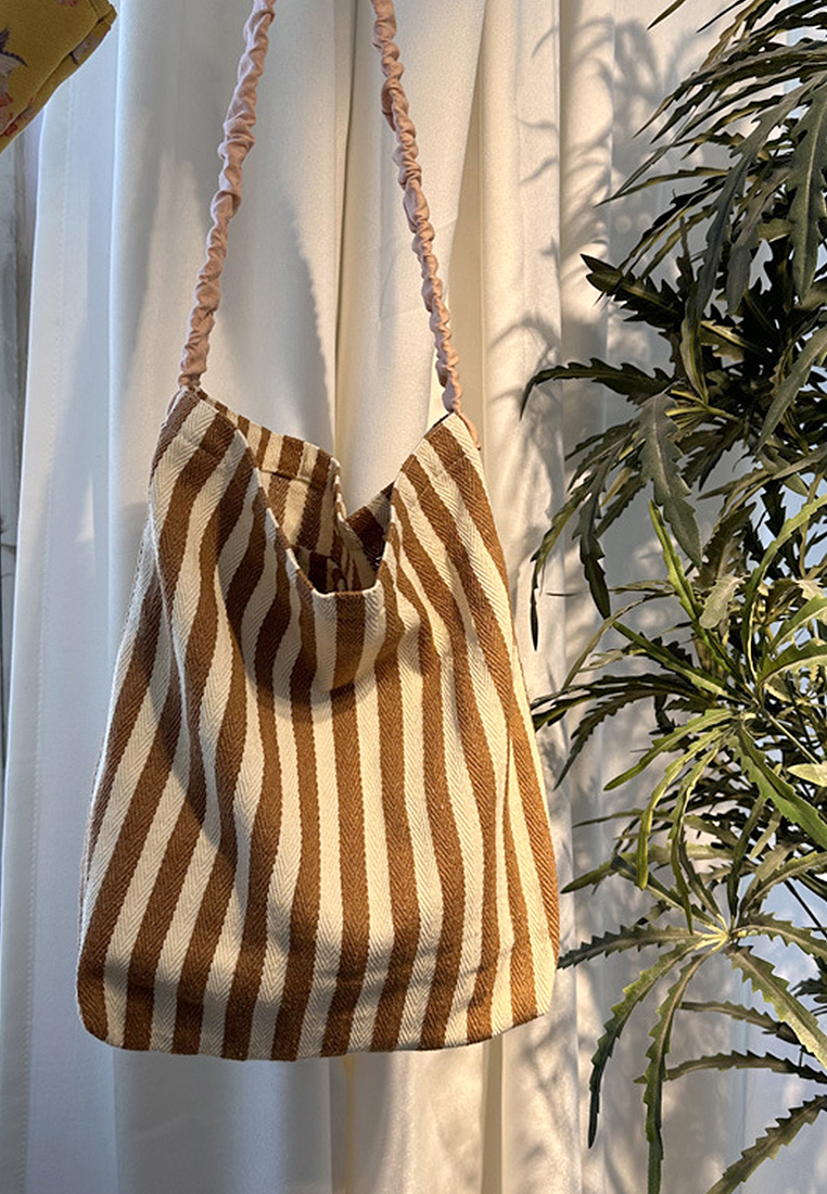 2024 minimalist striped single shoulder Totes CA24032322GR