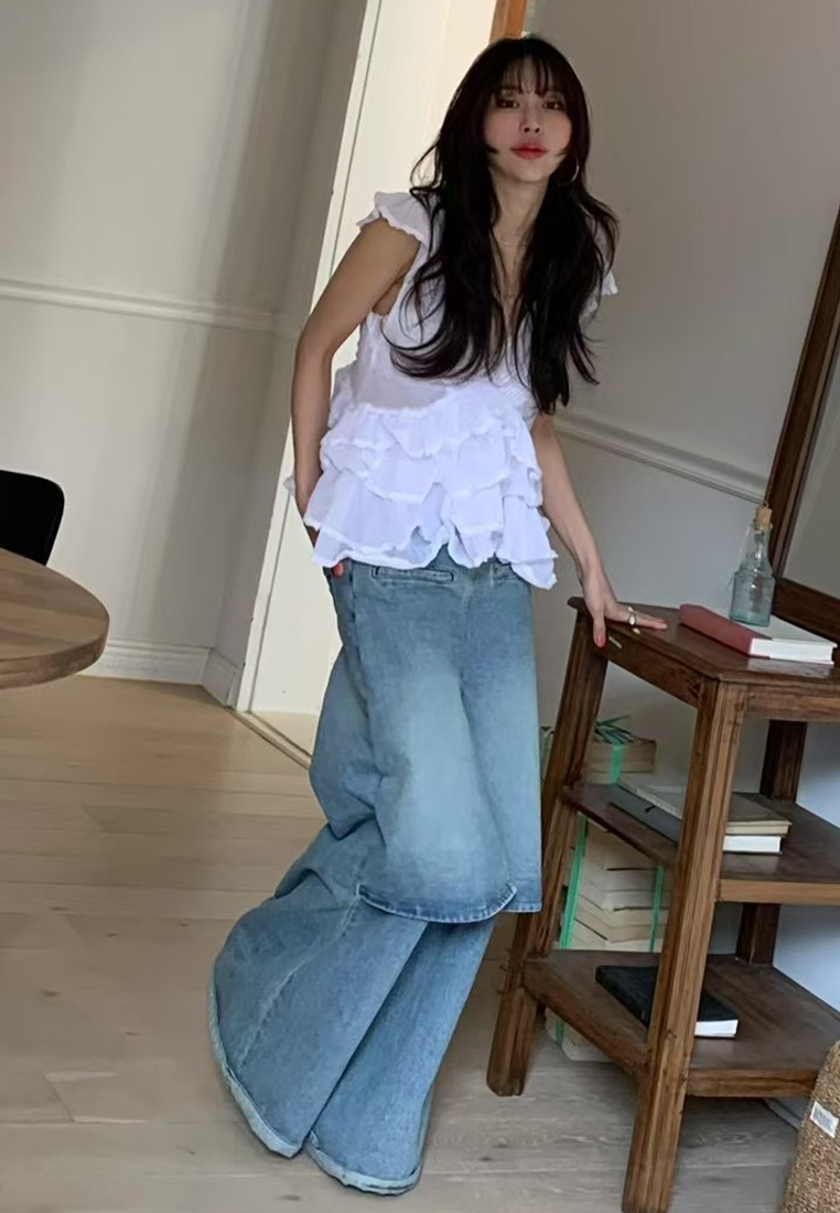 New Splicing V-neck Heavy Industry Sleeveless Top CA25042922PI