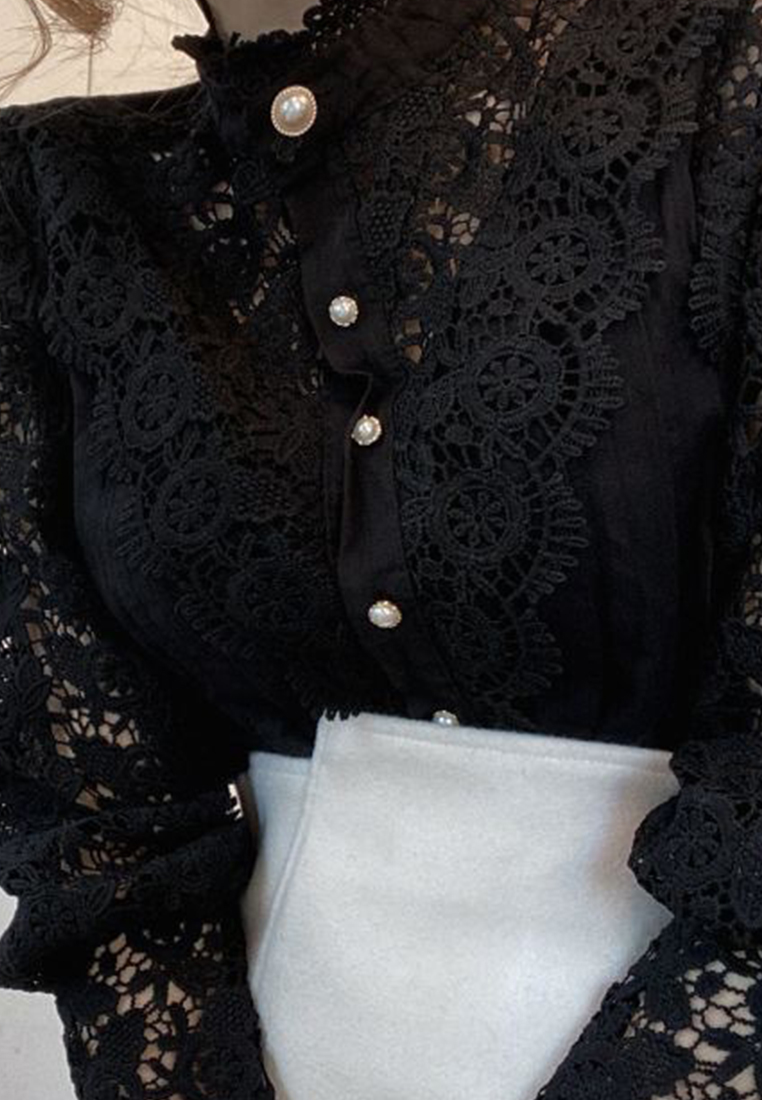 French style loose button lace shirt CA241128122W