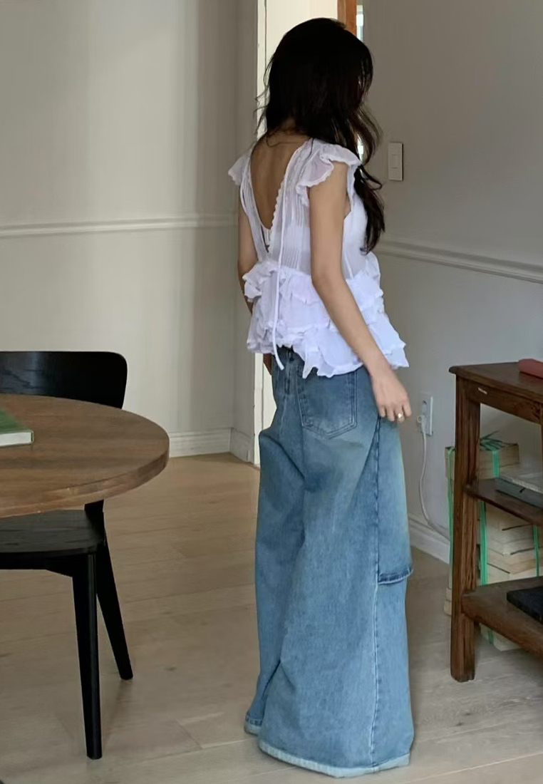 New Splicing V-neck Heavy Industry Sleeveless Top CA25042922PI